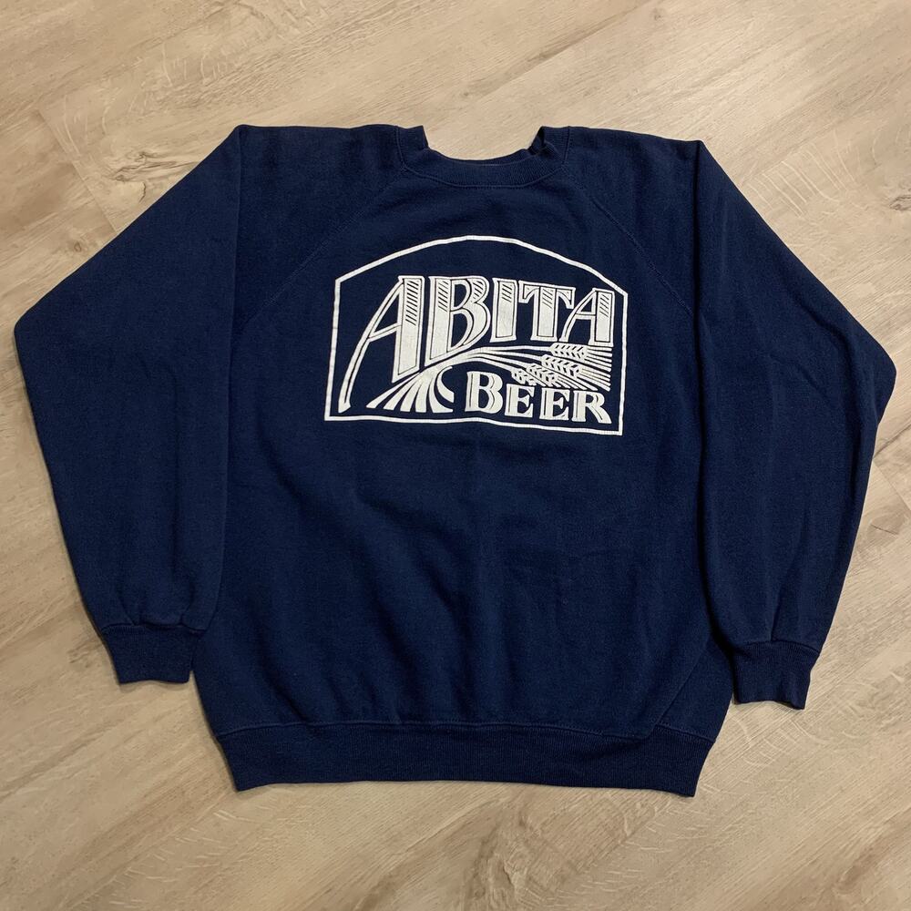 Vintage 80s Abita Beer Logo Promo Sweatshirt Men's XL Navy Blue Brewery Liquor